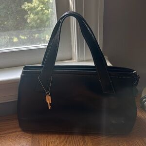 Fossil Sedona Black Leather Satchel Medium Handbag Purse